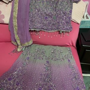 Purple and Grey Indian Lengha